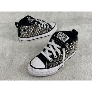 Converse All Star Chuck Taylor Shoes Youth Sz 11 Black Studded Low Top Lace Up
